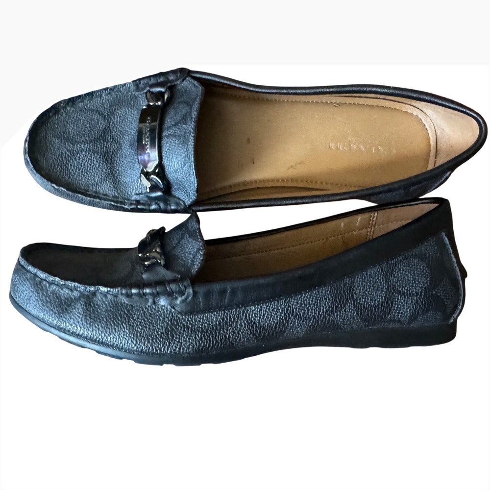 Coach Woman‎ Flat Loafers Driving Mocassins Shoes Monogram Logo Size 6.5 B